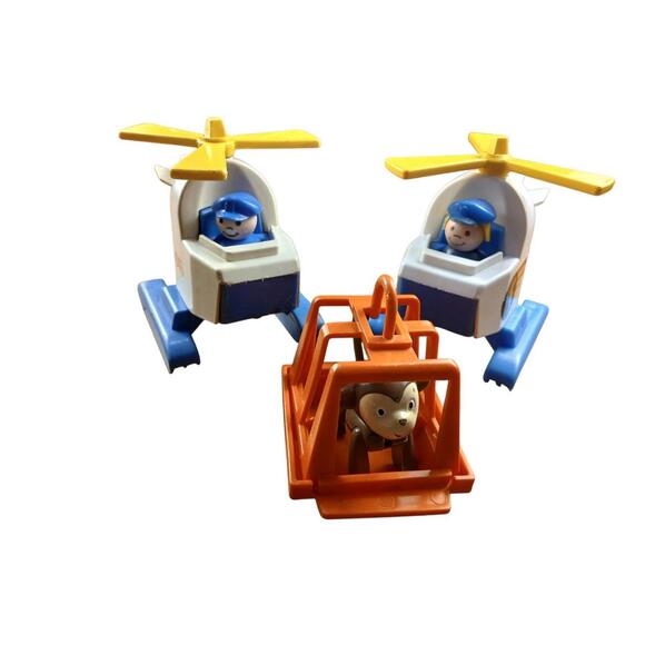 Fisher-Price Vintage Aviation Lot / Hélicos & Avions 1978-1998 + 5 Figures - Picture 5 of 6